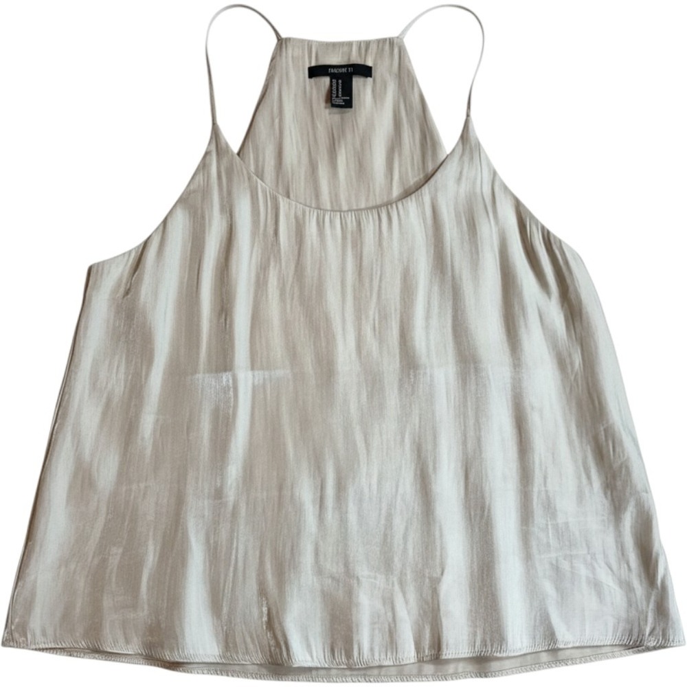 Forever 21 Womens Champagne Beige Satin Halter Cami Tank Top Size Medium